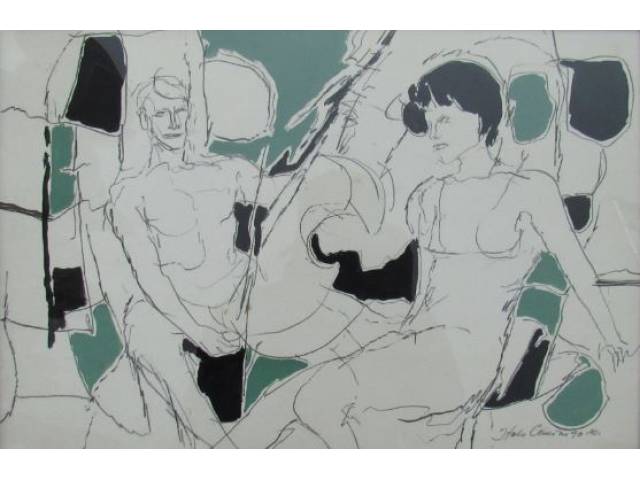 Italo Cencini acrílica e  lápis conte  sobre papel 33  x 48 cm "Sem Titulo " ass. CID  ano 1990