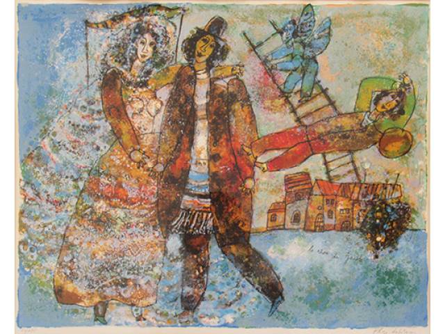 Théo Tobiase (Israel, 1927- Cagnes-sur-Mer, França, 2012) Litogravura (61/75) 55 x 68 cm, “le rêve de Jacob” ass. CID. Europa, séc. XX