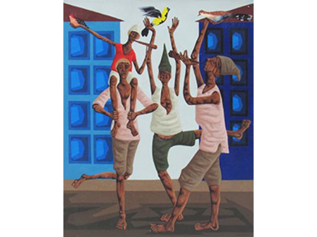 Clóvis Graciano óleo sobre tela 100 x 81 cm “Quatro homens tocando” ass. CID e verso 13/09/1973 Contém selo “Galeria Documenta (nº 3572F)” e “A Galeria”, ex-coleção Waldemar Szaniecki e autenticação no dorso pelo artista.