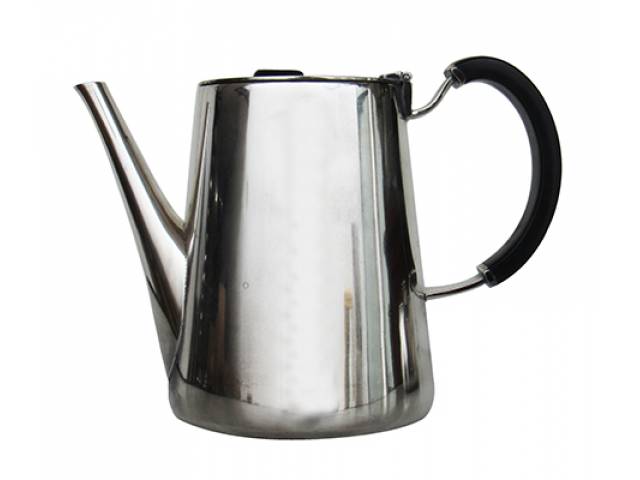 Bule Art Déco, metal espessurado à prata “Walker & Hall”, cabo e pega na tampa em resina preta. h = 17 cm. - Inglaterra, séc. XX