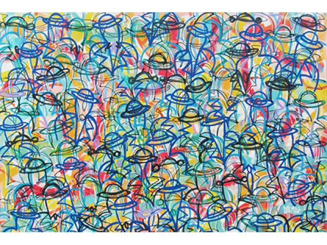 David Dalmau acrílica sobre tela 130 x 190 cm “Movimento” ass. CID 2007