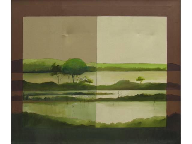 Jane Lane óleo sobre tela 110 x 120 cm "Campo Verde" ass.CID 1983
