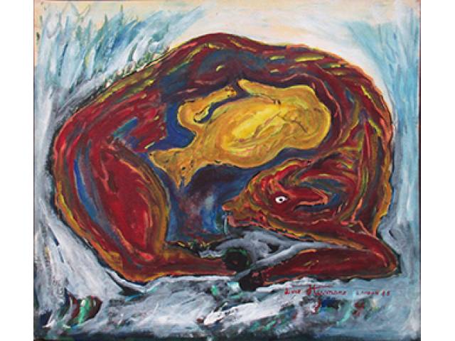 Luiz Hermano óleo sobre tela 90 x 75 cm "Sem título" ass. CID e verso 1985