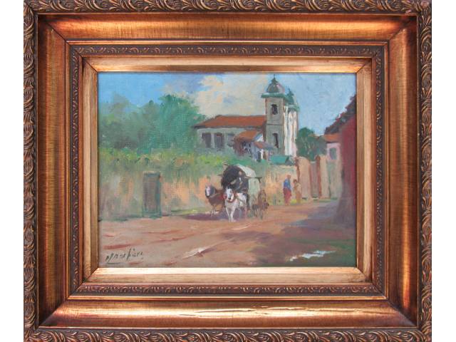 Antonio Barbiere óleo sobre tela 18 x 24 cm “Carroça” ass. CIE