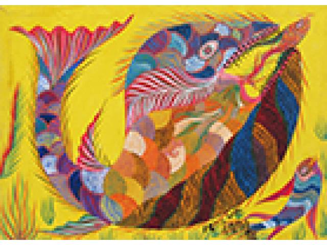 Francisco da Silva acrílico sobre tela 50 x 70 cm “Baleia” ass. CID 1971