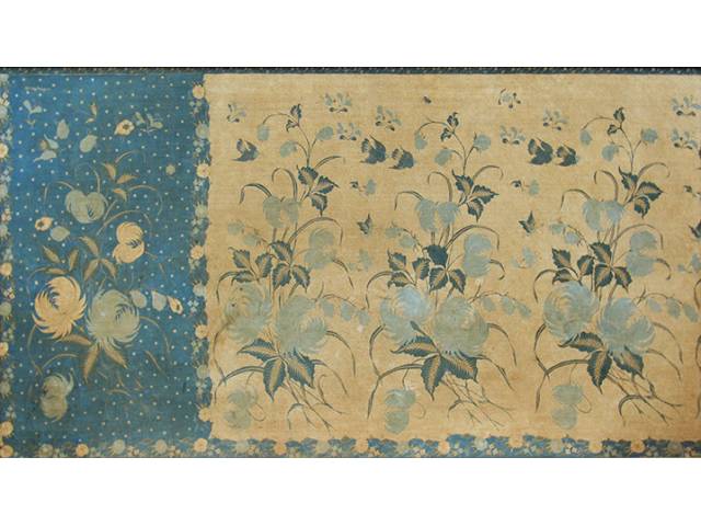 Oei Khing Liem – Escola Tailândesa Batik colado sobre madeira - 106 x 190 cm, “Flores” ass. CID, Tailândia, séc. XX