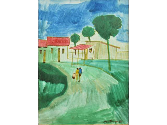 Mateus Raimundo óleo sobre tela 70 x 50 cm "Caminho de Casa" ass. CID ano 1984