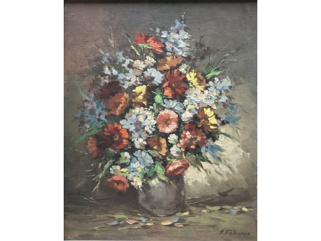 Sebastião Falciano - óleo sobre tela 71 x 52,5 cm "Vaso de Flores" ass. CIE