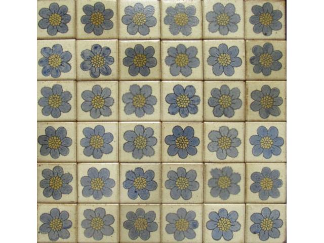 Francisco Brennand - painel de azulejos 9,5 x 9,5 em cerâmica 59 x 58 cm "Flores" Não Assinado