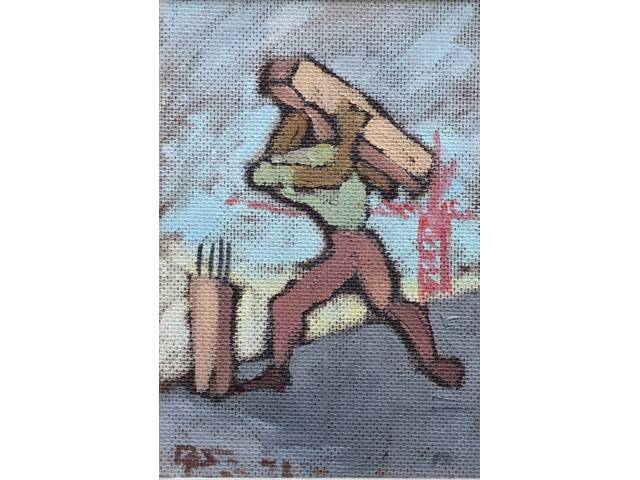 Eugênio P. Sigaud -oléo sobre eucatex 20x14 cm "Operário" ass. CIE