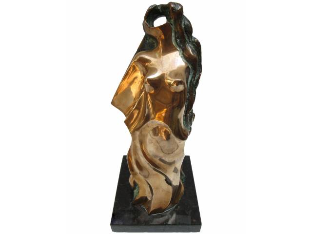 Diego Ortega Escultura em bronze polido e patinado 31 x 14 cm "Nu Feminino " ass. base ano 88