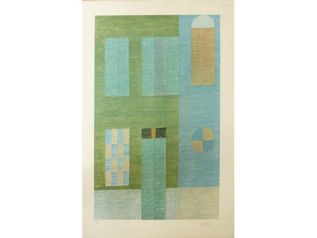 Alfredo Volpi litografia 86 x 58 cm "Sem Título" ass. CID T.74/250