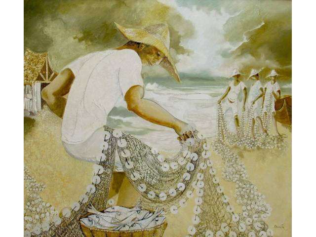 Erico da Silva óleo sobre tela 130 x150 cm "Manhã Branca" assinada CID e Verso