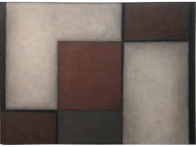 Arcângelo Ianelli  têmpera sobre tela 130 x 180 cm “Nº 14 - Tension y Ruptura” ass. CIE 1975 1976 - “Com etiqueta do MAM/SP, participou de retrospectiva: Ianelli, do figurativo ao abstrato”. Reproduzida no livro do artista: “Ianelli do figurativo ao abstrato”, pág. 137, ex-coleção Rubens Jorge Ferreira