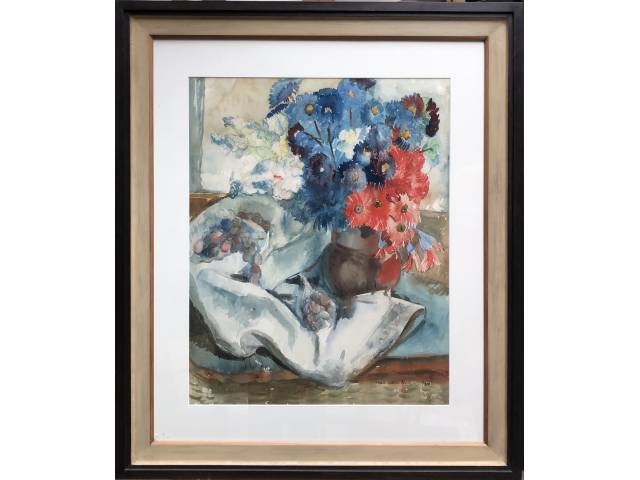 Yolanda Mohalyi aquarela sobre cartão 69 x 54 cm "Flores" ass. CID ano 1939 Coleção Martin Wurzmann
