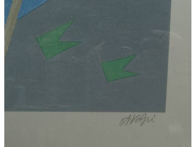 Alfredo Volpi gravura 51 x 94 cm "Sem titulo   " ass. CID t. 51/100