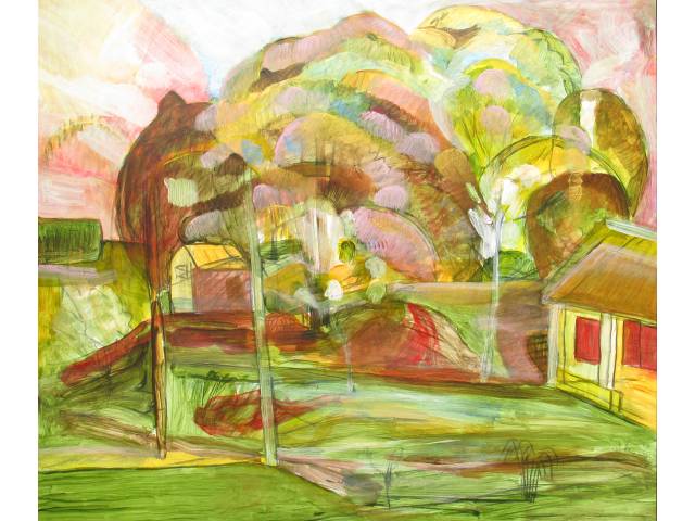 Fernando Correia acrílica sobre tela 100 x 120 cm "Sítio em Pedra Bela n.1" ass. verso ano 2021