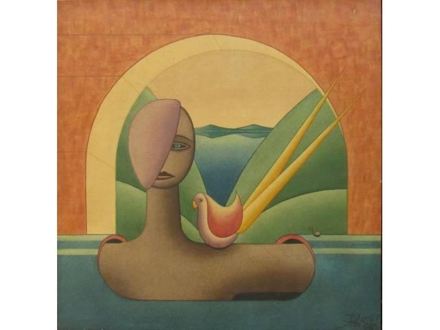 Pedro Sabiá - óleo Sobre Tela 80 x 80 cm "Sem Titulo" ass. CID ano 1996