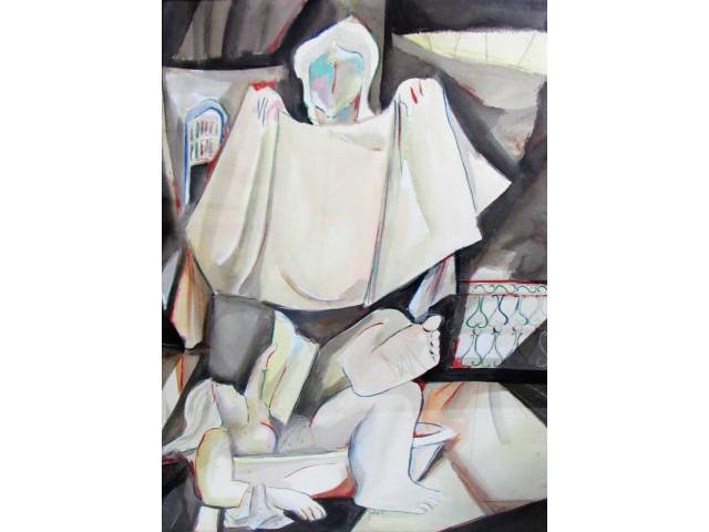 Jarbas Juarez técnica mista sobre cartão 70 x 54 cm “Banho” ass. inferior central 1967