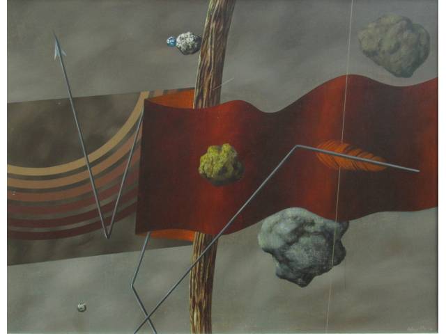 Antonio Vitor -  óleo sobre tela sobre duratex 40 x 50 cm "Arqueiro " ass. CID e Verso ano 1977 com cachê da galeria Paulo Prado.
