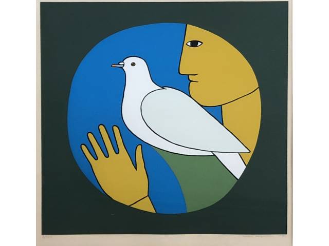 Antônio Maia gravura 32 x 32 cm "A paz" ass. CID 1982 t. 3 / 100