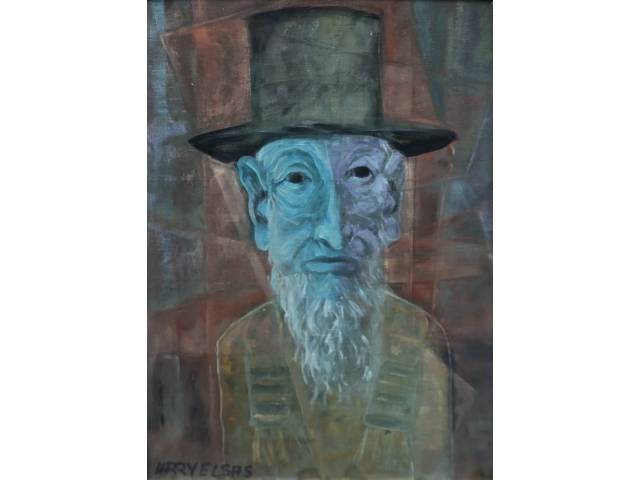 Harry Elsas óleo sobre  cartão 50 x 37 cm "Figura Masculina" ass. CIE