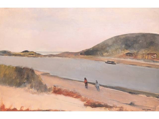 José Pancetti óleo sobre madeira 32  x 50 cm "Marinha"  assinada CID e datada1945