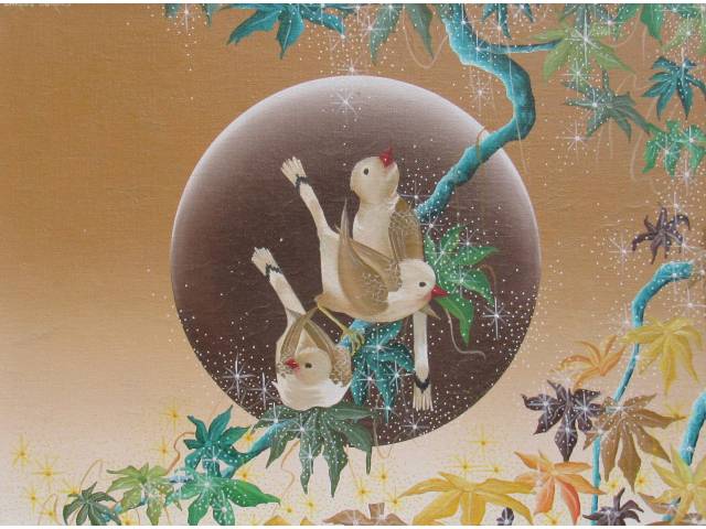 Carlos Borges óleo sobre madeira 30 x 40 cm "Três Pássaros" ass. CSE - linda moldura