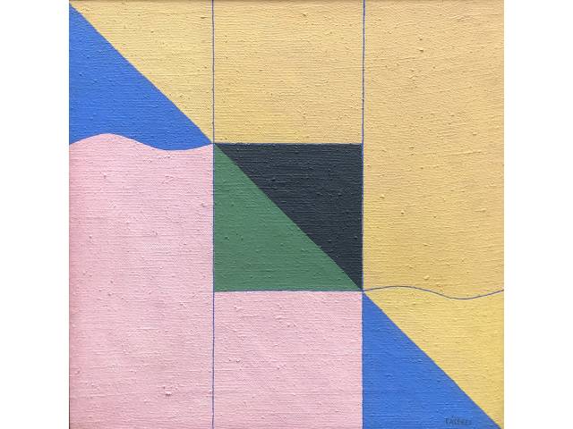 Ramón Cáceres óleo sobre juta 52 x 52 cm "Sem título" ass. CID e verso 1986