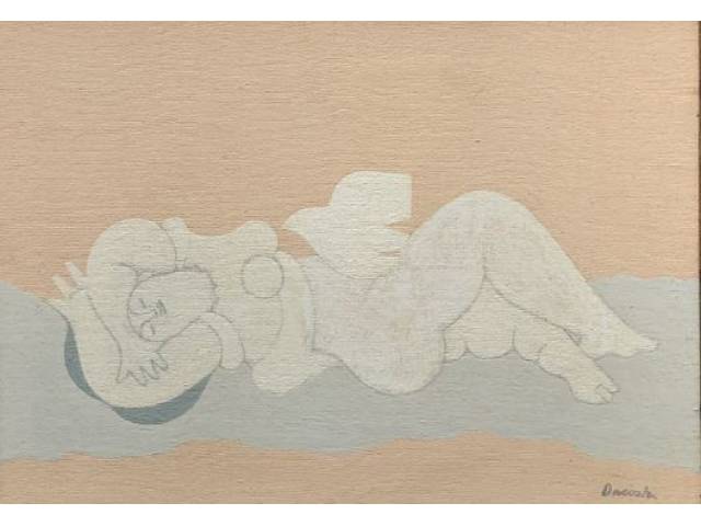 Milton da Costa óleo sobre tela 14 x 20 cm intitulada "Vênus e Pássaro" assinada datada 1983 CID e verso