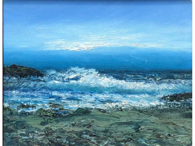 Guima (Luíz de Souza Guimarães) óleo sobre tela 25 x 30 cm "Marinha" assinada no verso e datada 1979