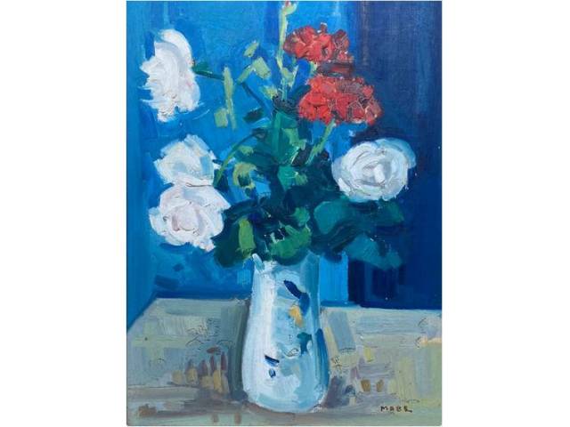 Mabe, Manabu óleo sobre tela 46 x 33,5 cm "Flores" assinada e datada 1956 CID obra catalogada no Projeto de Catalogação Geral - Manabu Mabe