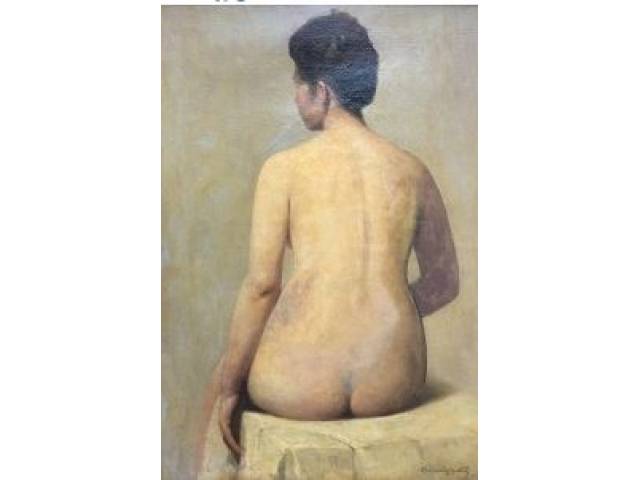 Archimedes Dutra óleo sobre tela 85 x 57 cm "Figura de Mulher" assinada CID