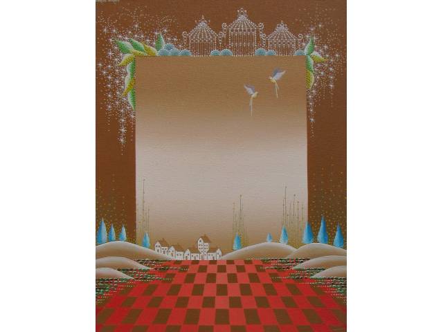 Carlos Borges óleo sobre tela 40 x 30 cm "Campo Xadrez" ass. CSE - linda moldura