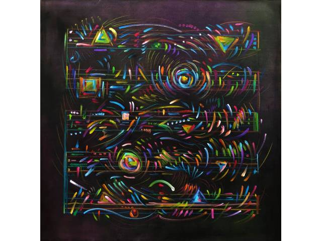Antônio Peticov acrílica sobre tela 130 x 130cm "Preludio #86" ass. verso São Paulo datada Outubro 2020