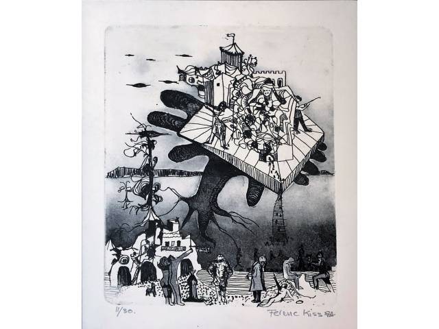 Ferenc Kiss litografia 23 x 19 cm assinada CID tiragem 11/30 biografia no verso