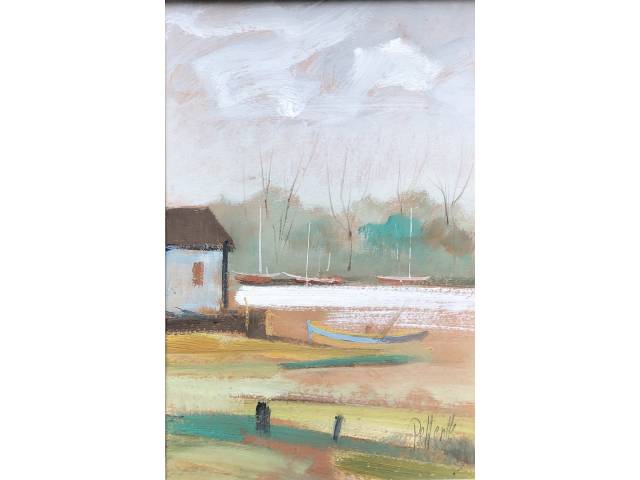 Omar Pellegatta óleo sobre tela eucatex 30 X 20 cm "Paisagem" Ass. CID