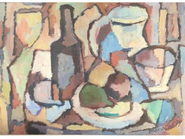 Manoel Martins Menacho óleo sobre tela 32 x 45 cm "Natureza Morta" assinada e datada 1979 CID e verso