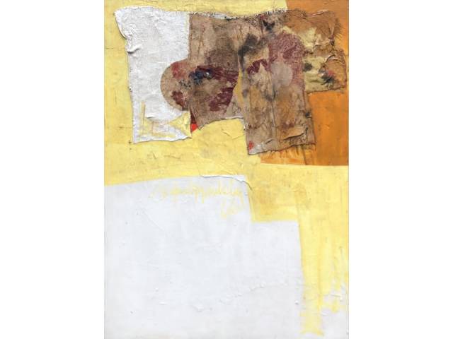 Silvio Oppenheim técnica mista sobre madeira 70 x 50 cm "Sem título" ass. centro 1966 coleção Martin Wurzmann