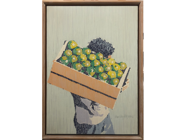 Newton Mesquita acrílica sobre tela 70 x 50 cm "Sob o sol" ass. CID e verso jun/1980