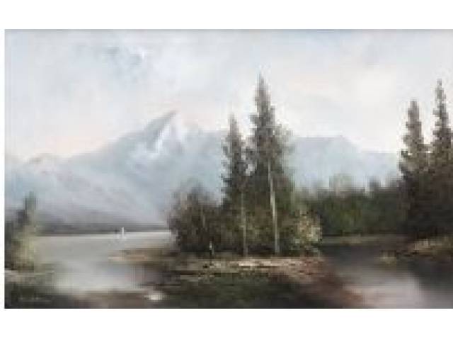Autor Europeu Desconhecido oléo sobre tela 60 x 90 cm "Paisagem  Europeia " ass CIE