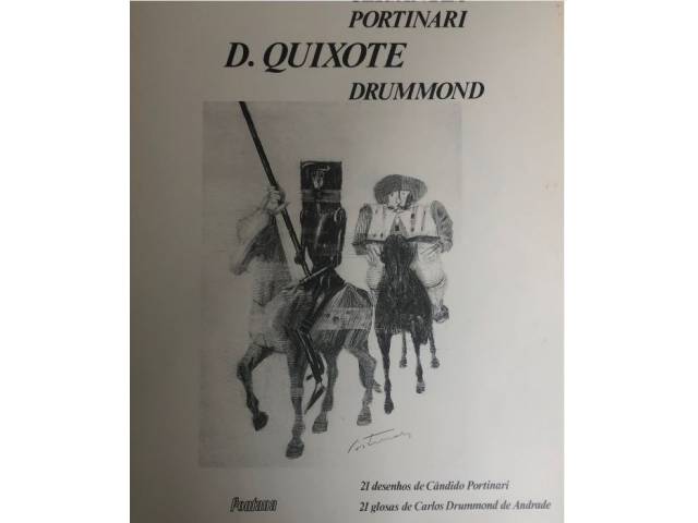 Portinari álbum 33 x 47cm "D. Quixote e Cervantes" Editora Fontana Apresentado por Carlos Drummond de Andrade - 21 desenhos de Portinari e 21 glosas de Drummond de Andrade edição 1976, apresentando pequenos fungos