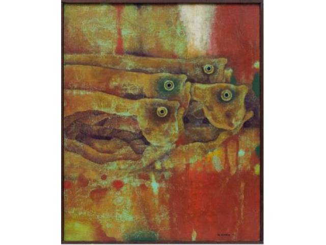 H. Kabe  óleo sobre tela 60 x 50 cm "Peixes"ass CID 71  - Retirado dia 11/0822