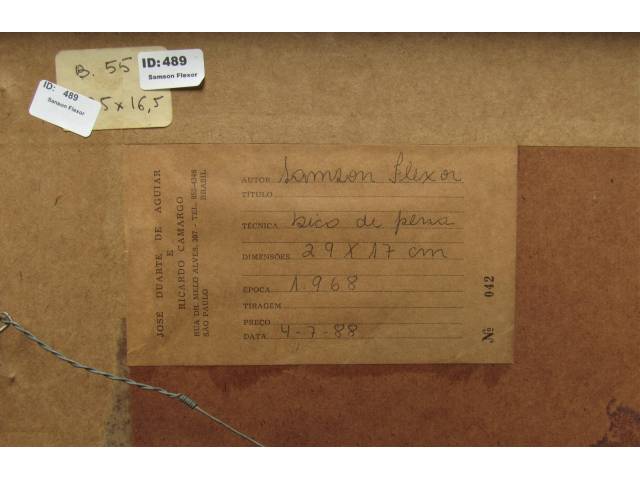 Samson Flexor bico de pena 17 x 29 cm “Sem Título” assinada CIE e datada 1968 com cachê da Galeria Ricardo Camargo