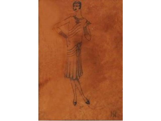 Ismael Nery técnica mista sobre papel 16 x 23 cm “Melindrosa” ass. inferior direito Com certificado da Denise Mattar