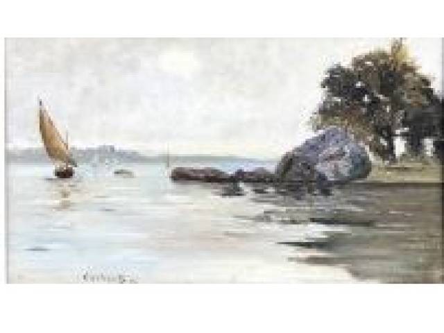 Castagneto, Giovanni (Giovanni Battista Castagneto) óleo sobre madeira 21 x 37 cm "Sem título" assinada e datada CIE 1898