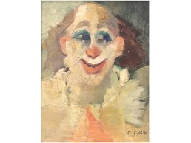 Francesco Antônio Gallotti óleo sobre tela 48 x 38 cm "Palhaço" assinada CID