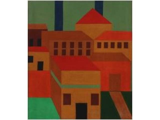 Arnaldo Ferrari têmpera sobre cartão 45 x 40 cm “Sem Título” ass. no verso 1954 Reproduzido no livro do artista – pág. 49