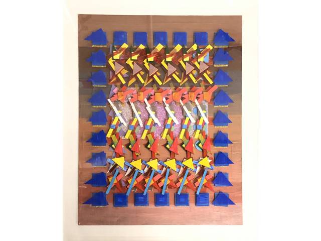 Fernando Correia técnica mista " Estudo de Padrão  65"80 x 60x 5 cm ass no verso  2020