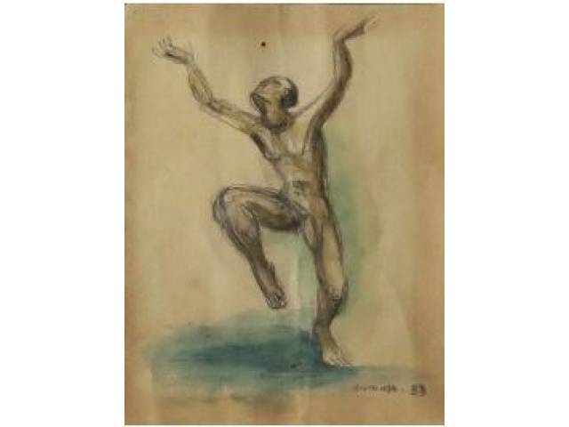 Antônio Gomide técnica mista sobre cartão 16 x 12 cm “Sem Título” ass. inferior direito 1953